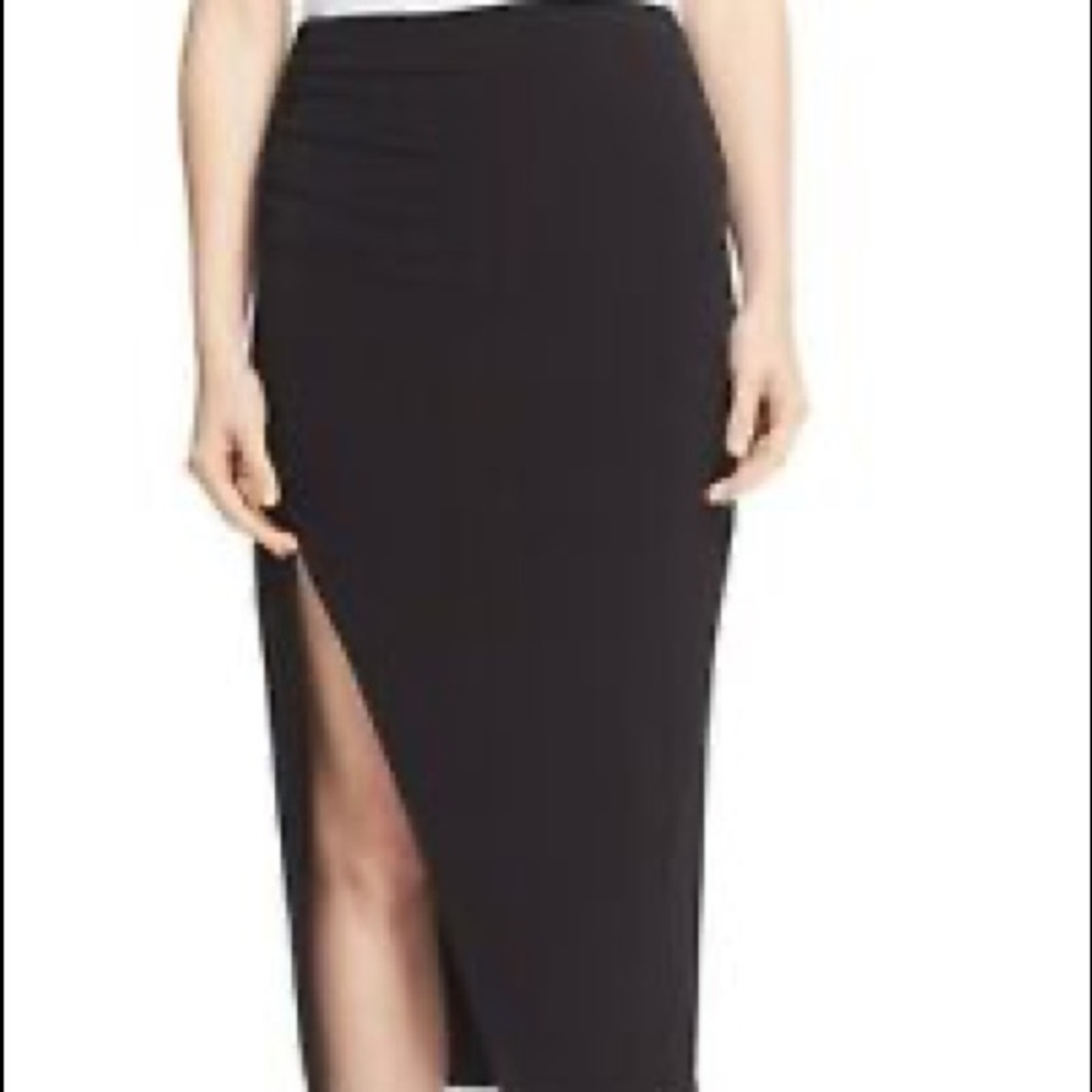 Alice + Olivia Air black midi slip skirt